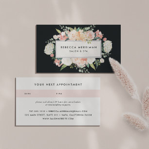Antique Floral Blush & Charcoal   Appointment Card