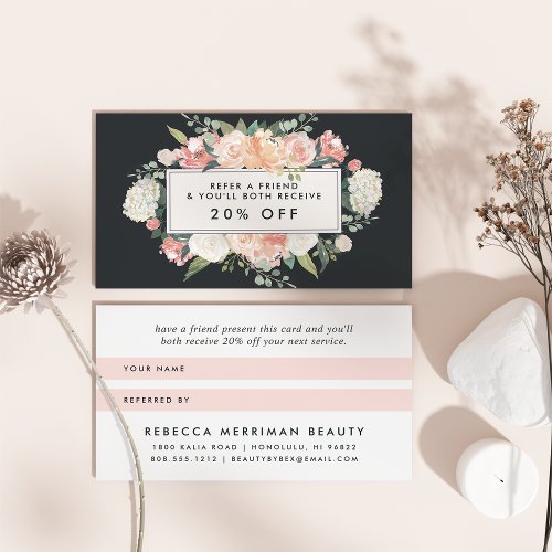 Antique Floral Blush  Charcoal Referral Card