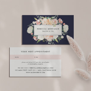 Antique Floral Blush & Navy Appointment Card