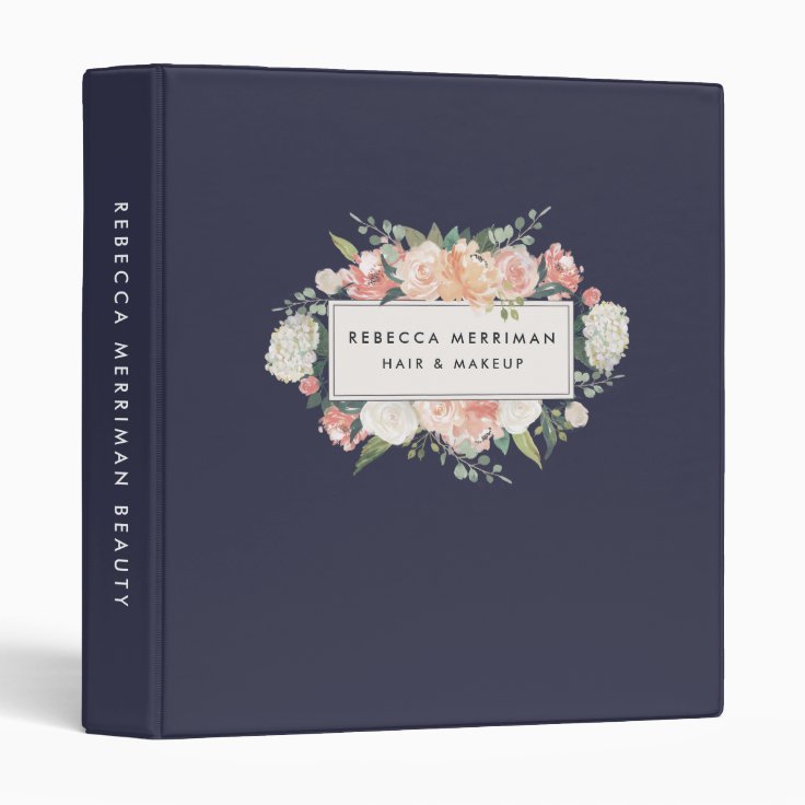 Antique Floral Blush & Navy Binder | Zazzle