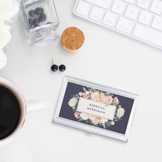 Antique Floral Blush & Navy Case For Business Cards (Creator Uploaded)