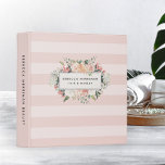 Antique Floral Blush Pink Stripe Binder<br><div class="desc">Keep track of your product inventory, appointments, customer data and more with our chic floral binder. Design features your name and/or business name framed by a border of lush watercolor rose and peony flowers in blush pink, cream and peach, on a tone on tone blush pink striped background. Personalize the...</div>