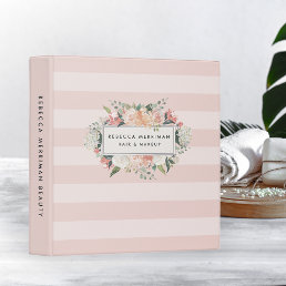 Antique Floral Blush Pink Stripe Binder