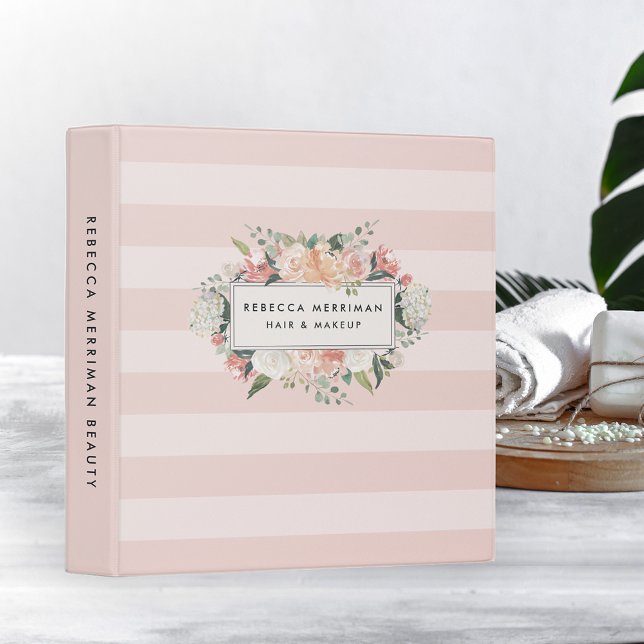 Antique Floral Blush Pink Stripe Binder (Creator Uploaded)