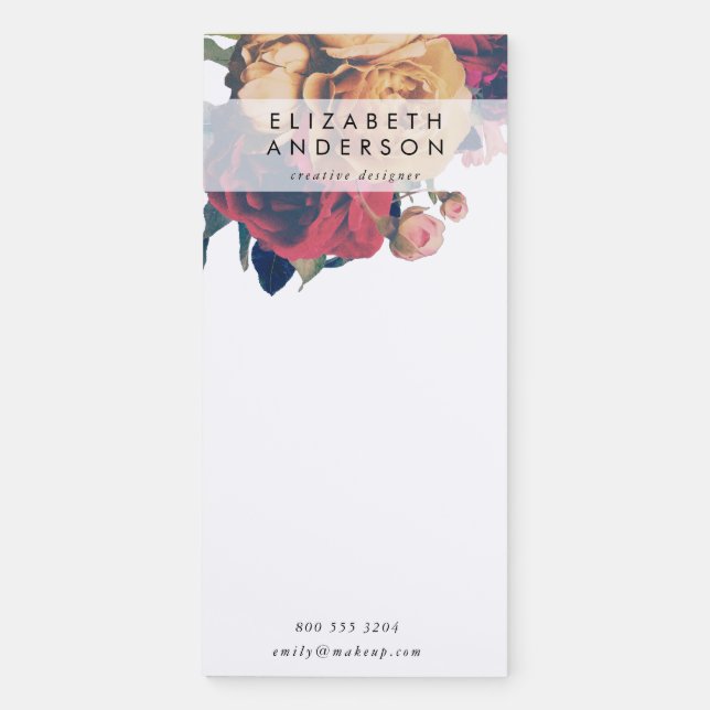 Antique Floral Botanical Fete Magnetic Notepad (Front)