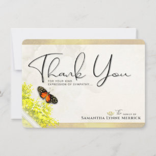 Antique Floral Butterfly Sympathy Thank You Card