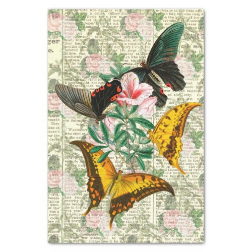 Antique Floral Butterfly Tissue Paper