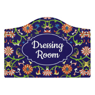 Antique Floral Chinese Pattern - own room text Door Sign