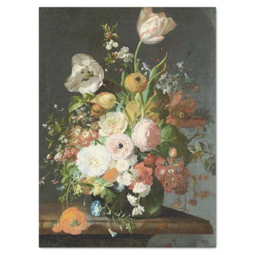 ANTIQUE FLORAL DUTCH PAINTING BY RUYSCH TISSUE PAPER