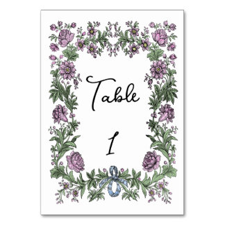 Antique Floral Engraving Table Number