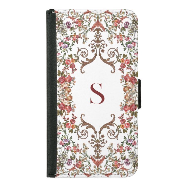 Antique floral filigree   samsung galaxy wallet case (Front)