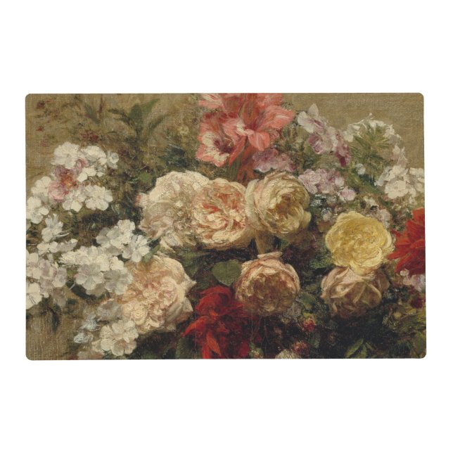 Antique Floral Flower Painting Print Placemat (Front)