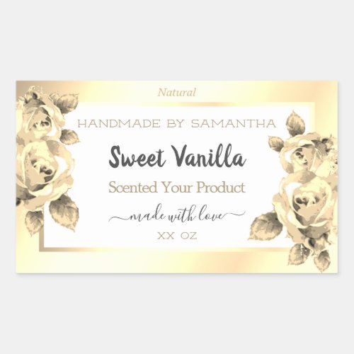 Antique Floral Gold Product Packaging Labels White