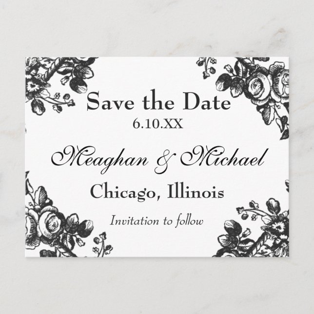 Antique Floral Greenery Announcement Postcard (Front)