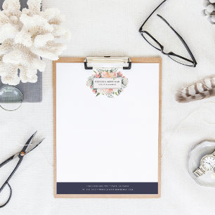 Antique Floral Logo   Blush & Navy Letterhead