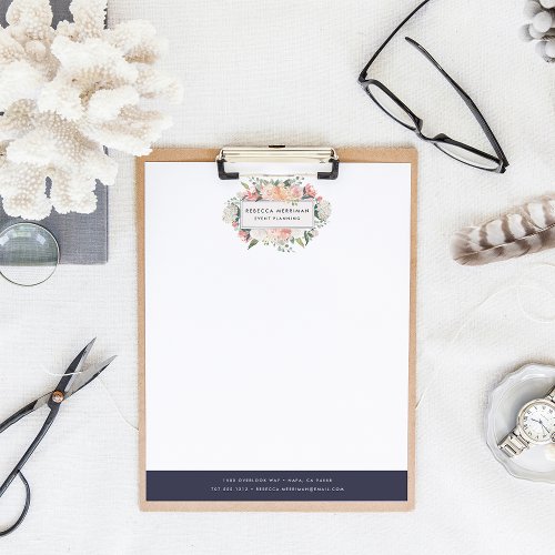 Antique Floral Logo  Blush  Navy Letterhead