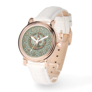 Antique Floral Mosaic Zodiac Virgo Watch