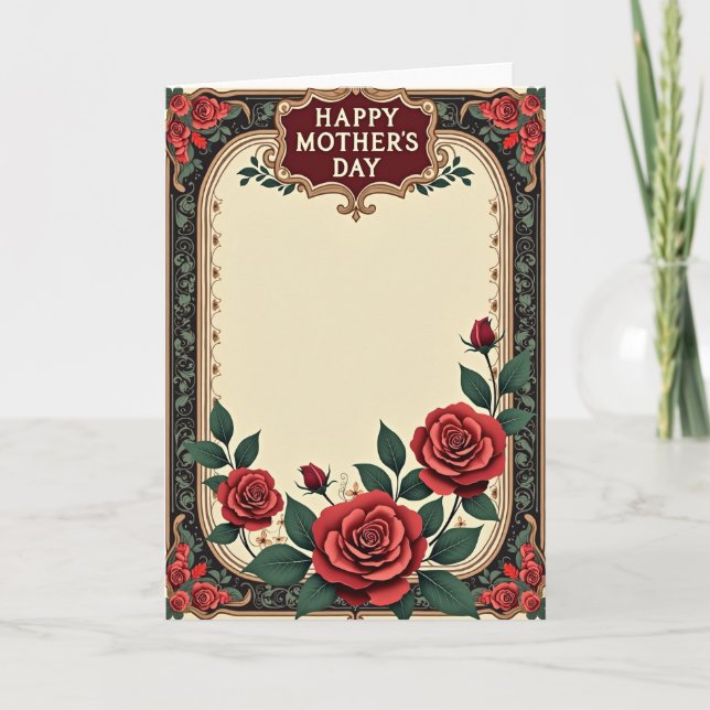 Antique Floral Mothers Day Card (Front)