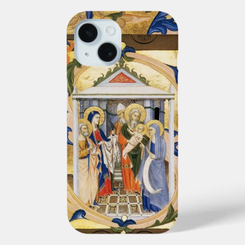 ANTIQUE FLORAL NATIVITY CHRISTMAS PARCHMENT iPhone 15 CASE