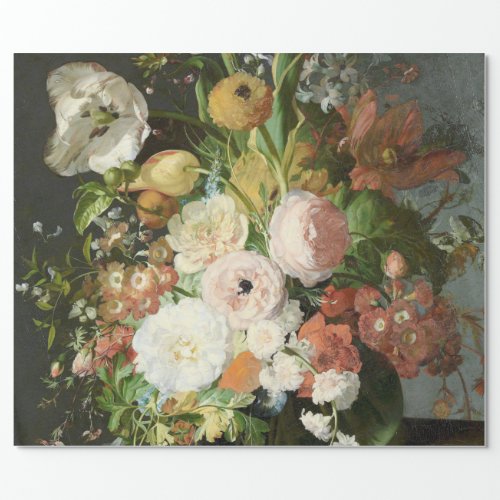 ANTIQUE FLORAL PAINTING DECOUPAGE WRAPPING PAPER