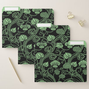 Antique Floral Pattern Black and Green File Folder