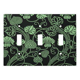 Antique Floral Pattern Black and Green Light Switch Cover