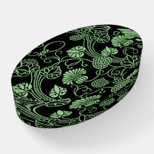 Antique Floral Pattern Black and Green Paperweight