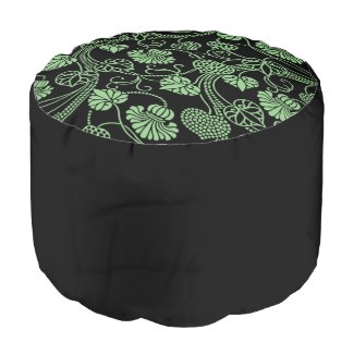 Antique Floral Pattern Black and Green