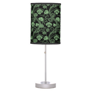 Antique Floral Pattern Black and Green Table Lamp
