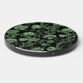 Antique Floral Pattern Black and Green Wireless Charger (Front 2)