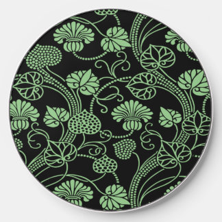 Antique Floral Pattern Black and Green Wireless Charger