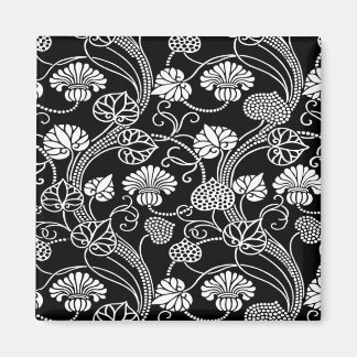Antique Floral Pattern Black on White Magnet