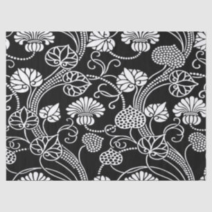 Antique Floral Pattern Black on White Tissue Paper