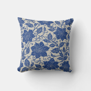 Antique Floral Pattern Throw Pillow