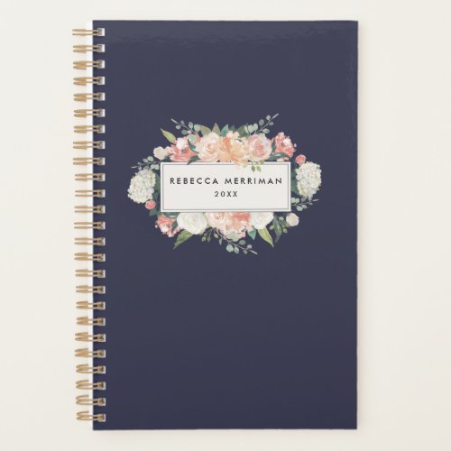 Antique Floral Personalized Planner  Midnight