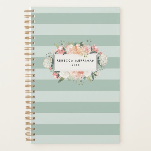 Antique Floral Personalized Planner  Sage