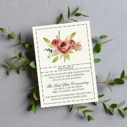 Antique Floral Pink Evergreen Bouquet Wedding Enclosure Card