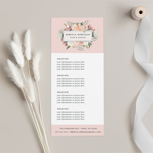 Antique Floral  Pricing or Services Rack Card