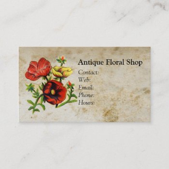 Antique Floral Retro Stained Paper Business Card by camcguire at Zazzle