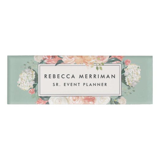 Antique Floral Sage Green Name Tag