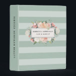 Antique Floral Sage Stripe Mini Binder<br><div class="desc">Keep track of your product inventory, appointments, customer data and more with our chic beauty business mini binder. Design features a tone on tone sage green striped background with your name and/or business name on a watercolor floral badge with clusters of blush pink, peach and cream rose and peony flowers....</div>