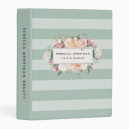 Antique Floral Sage Stripe Mini Binder