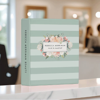 Antique Floral Sage Stripe Mini Binder