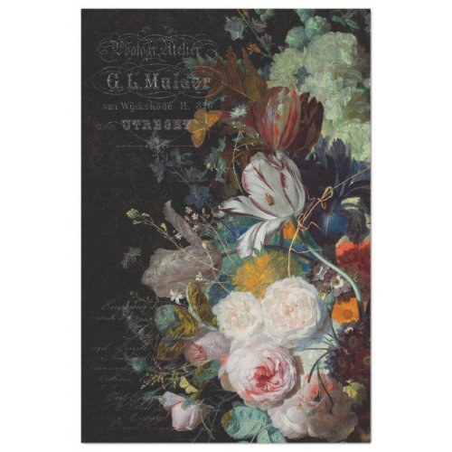 Antique Floral Still Life Decoupage  Tissue Paper