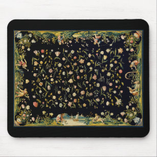 Antique Floral Table Carpet Illustration  Mouse Pad