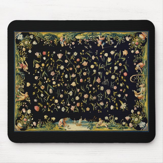 Antique Floral Table Carpet Illustration  Mouse Pad (Front)