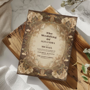 Antique Floral Vintage Art Nouveau Wedding Invitation