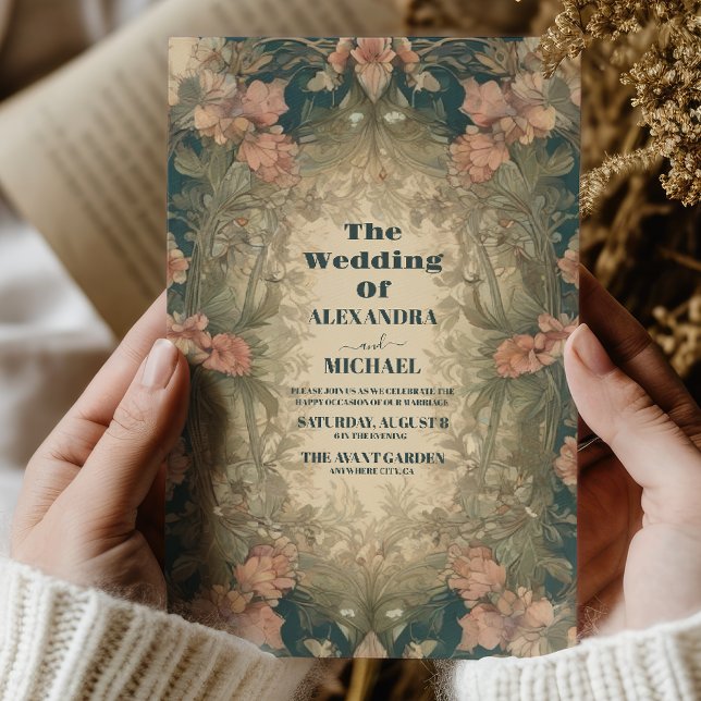 Antique Floral Vintage Art Nouveau Wedding Invitation (Creator Uploaded)