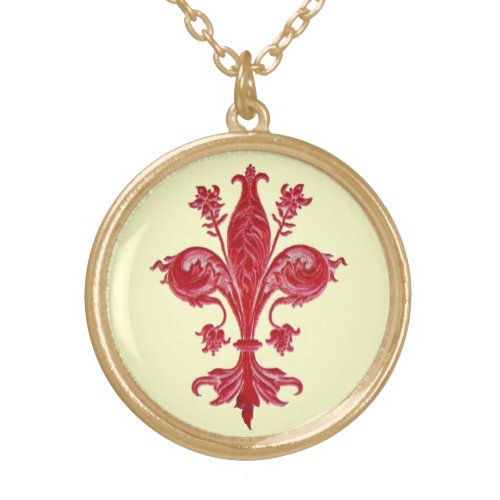 ANTIQUE FLORENTINE FLEUR DE LISECream Gold Plated Necklace