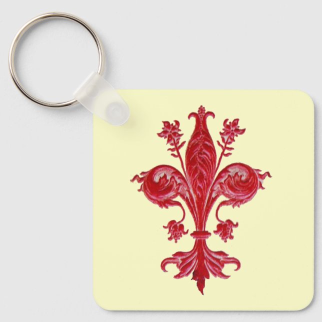 ANTIQUE FLORENTINE FLEUR DE LISE ,Cream Keychain (Front)